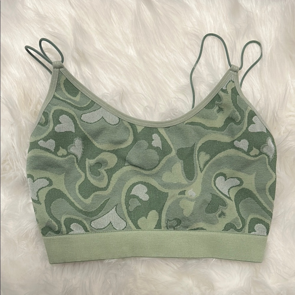 Green Patterned Women's Bralette